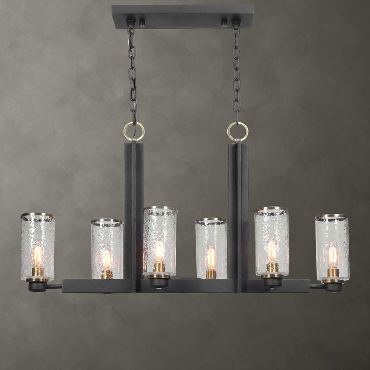 Modern European furniture - Black Framed 6-Light Island Lamp - www.oroa.com