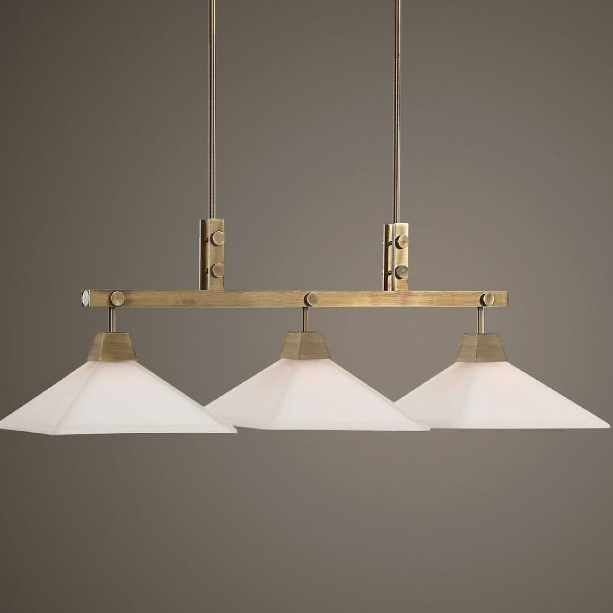 Frosted Glass 3-Light Linear Chandelier | Uttermost Brookdale - www.oroa.com