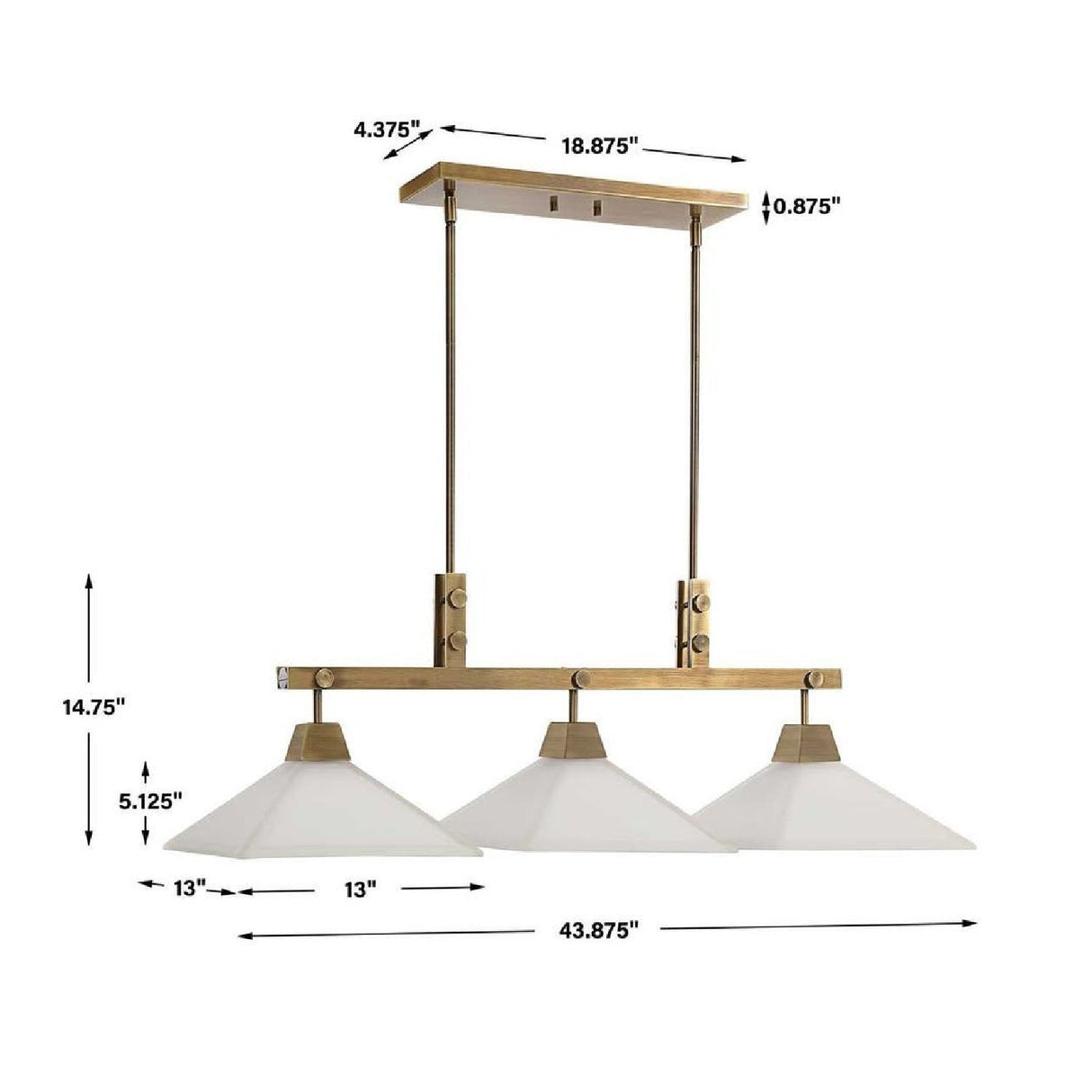 Frosted Glass 3-Light Linear Chandelier | Uttermost Brookdale - www.oroa.com