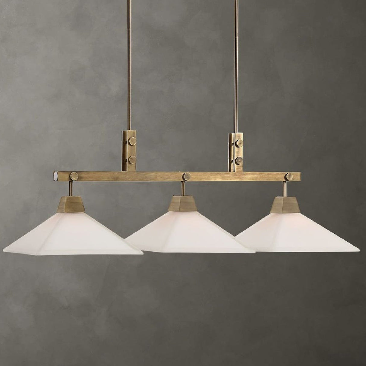 Frosted Glass 3-Light Linear Chandelier | Uttermost Brookdale - www.oroa.com