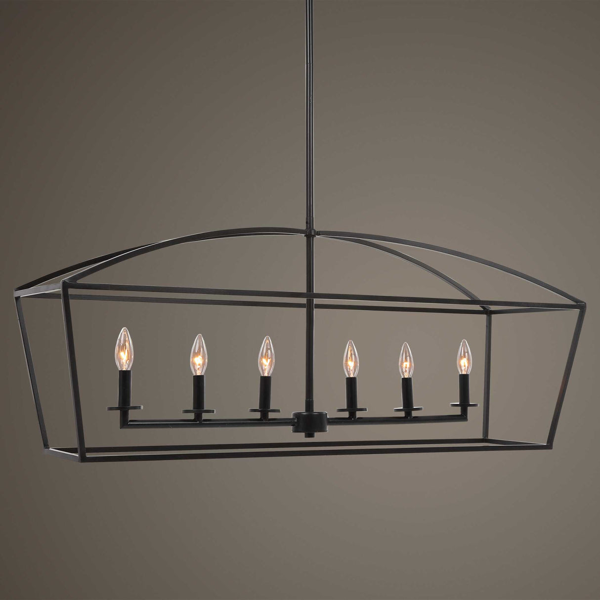 Bronze 6-Light Linear Chandelier | Uttermost Clayton