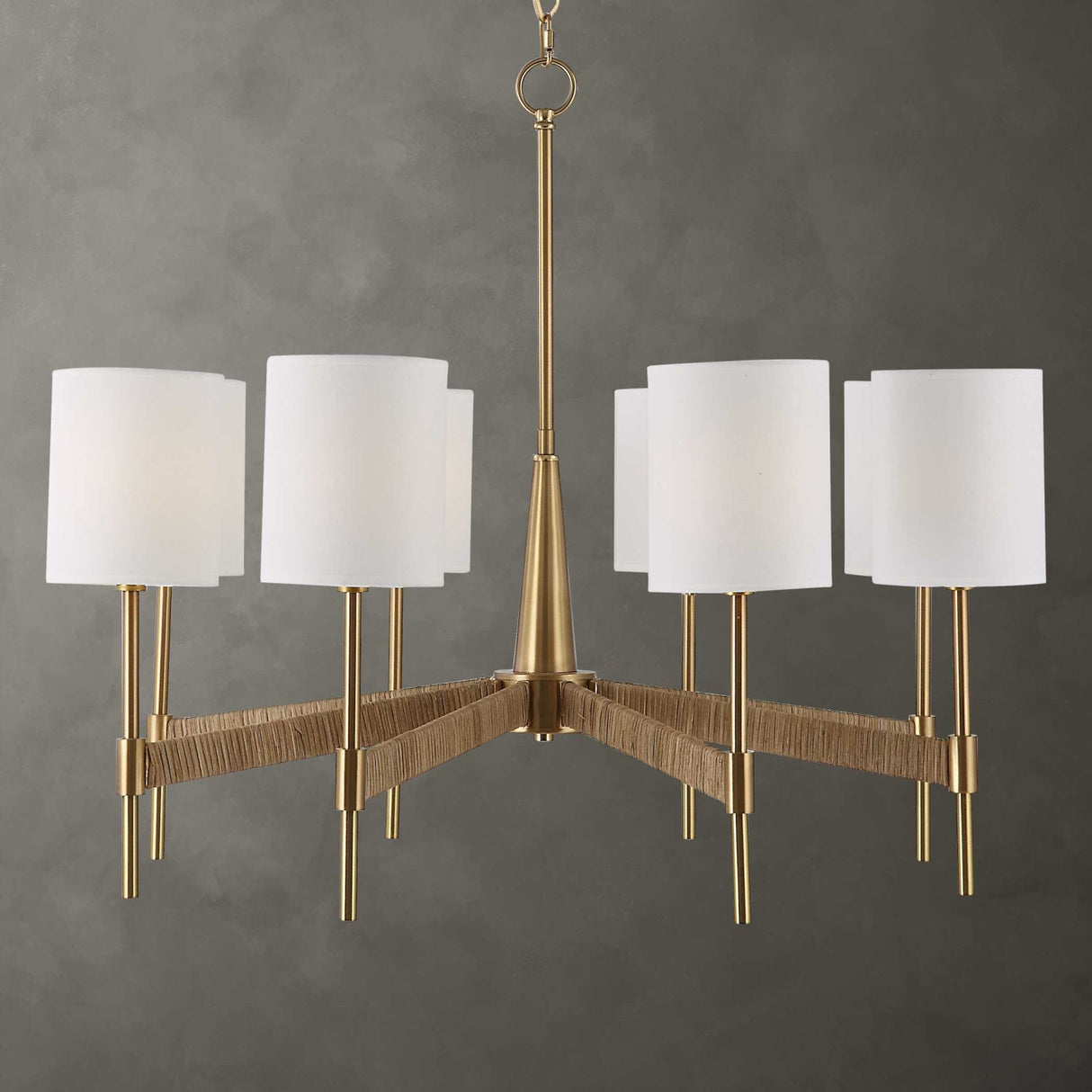 Modern European furniture - White Linen 8-Light Chandelier - www.oroa.com