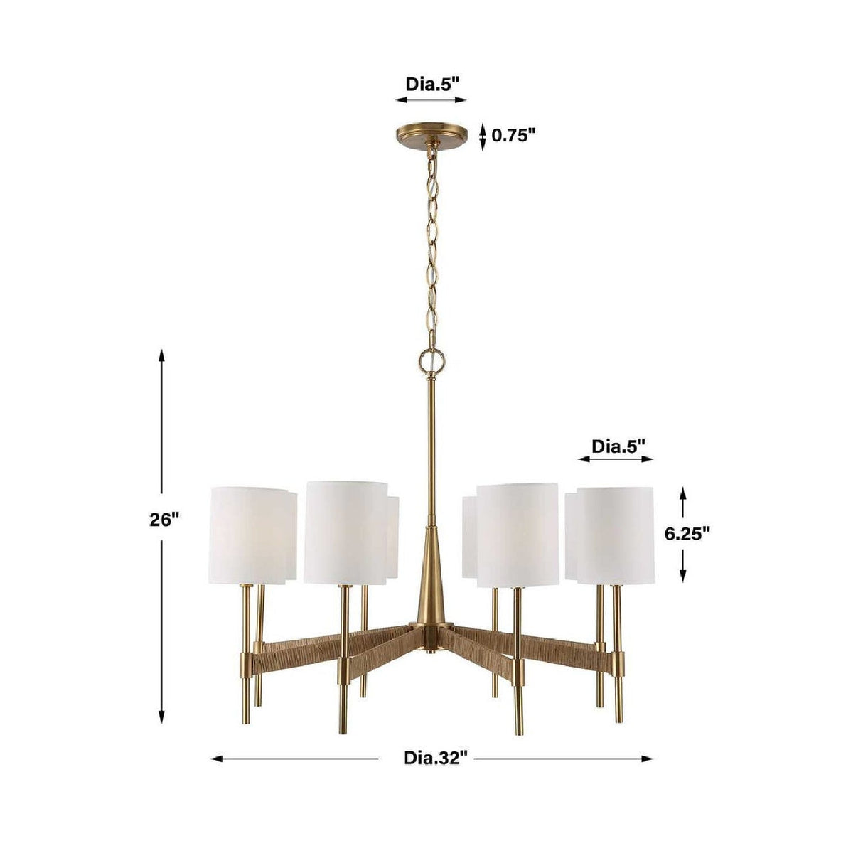 Modern European furniture - White Linen 8-Light Chandelier - www.oroa.com