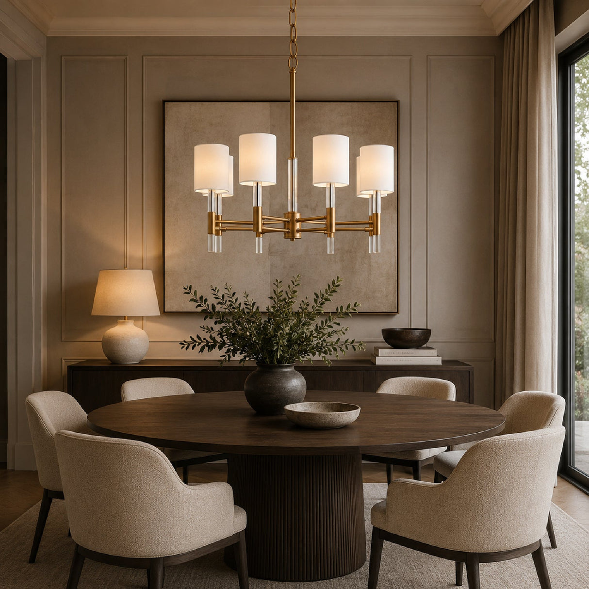 Modern European furniture - White Silken 6-Light Chandelier - www.oroa.com