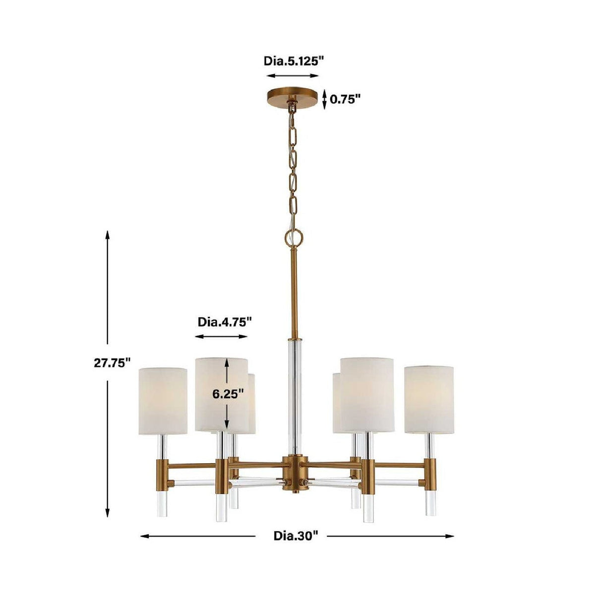Modern European furniture - White Silken 6-Light Chandelier - www.oroa.com