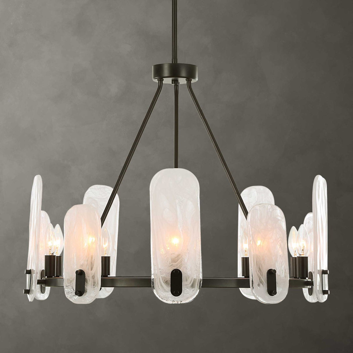 Modern European furniture - Oval Glass 10-Light Chandelier - www.oroa.com