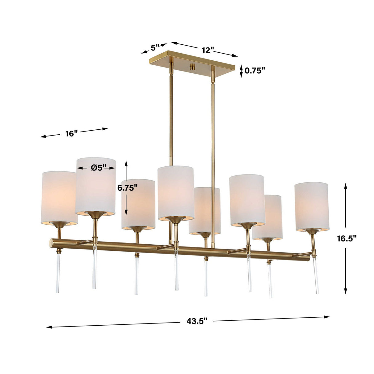 Modern European furniture - White Silken 8-Light Linear Chandelier - www.oroa.com