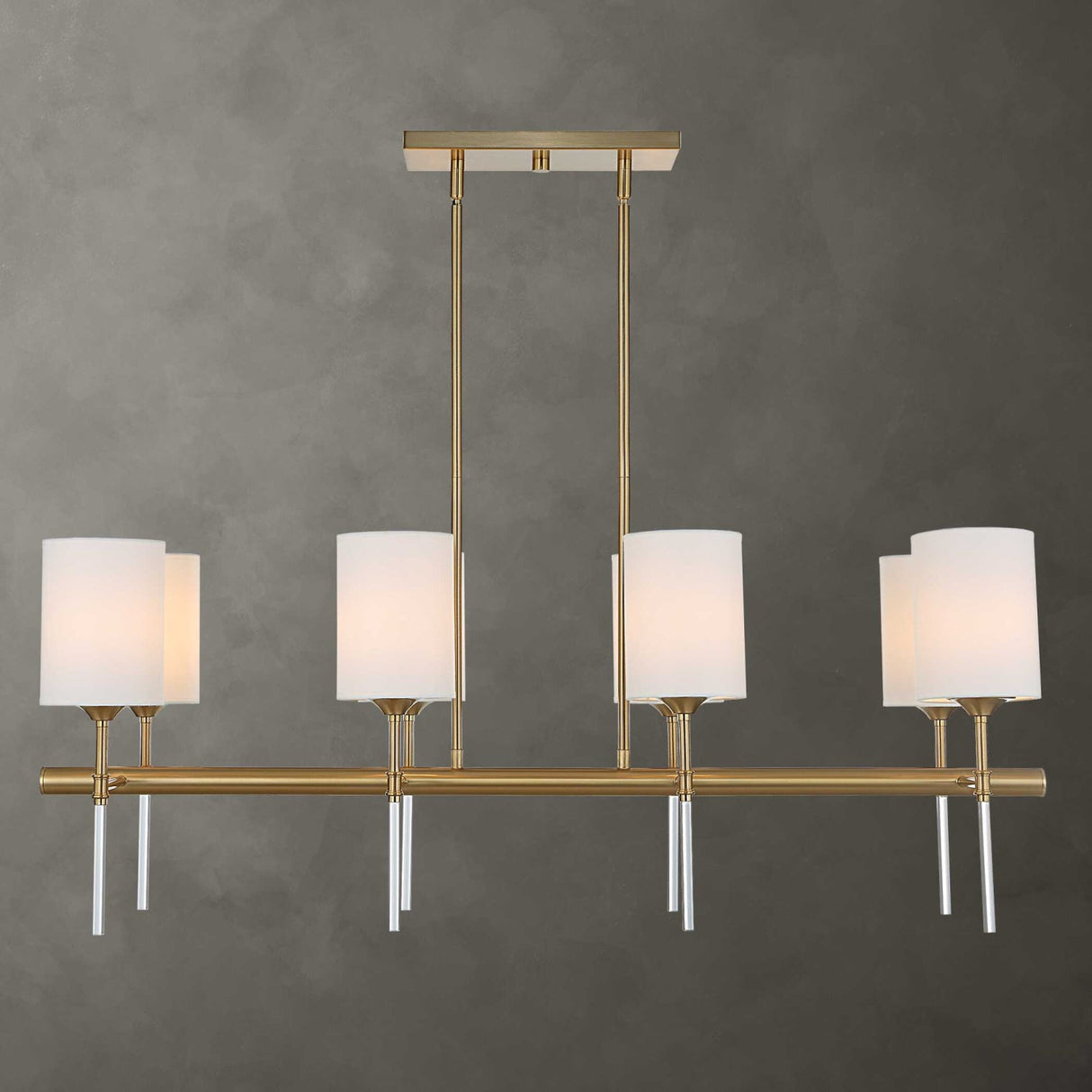 Modern European furniture - White Silken 8-Light Linear Chandelier - www.oroa.com