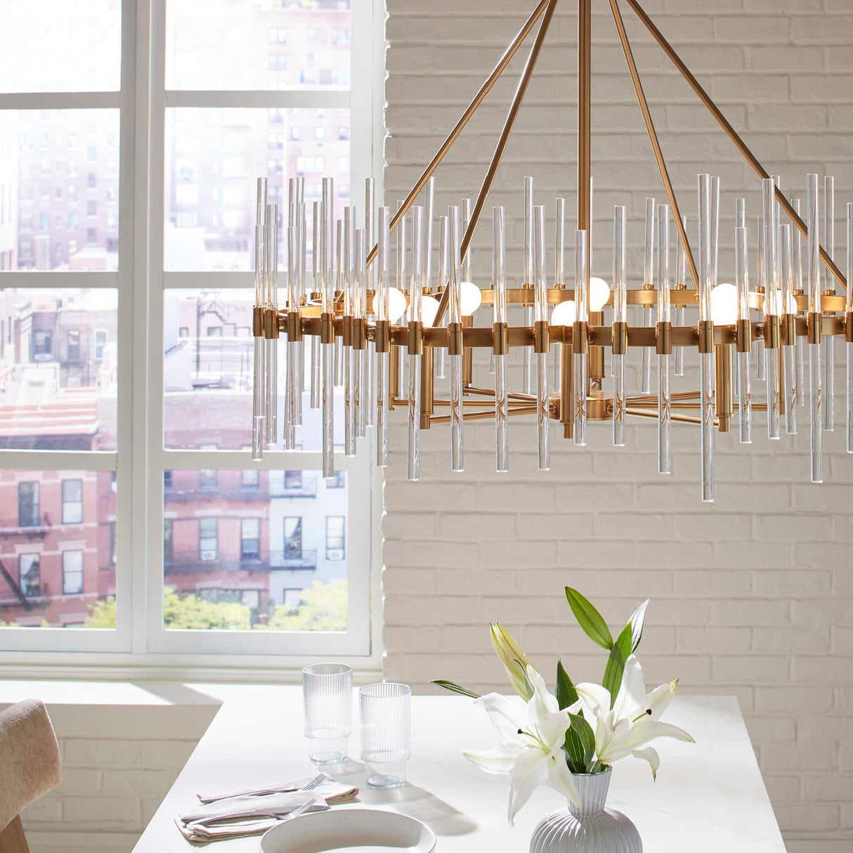 Modern European furniture - Glass Rods 8-Light Chandelier - www.oroa.com