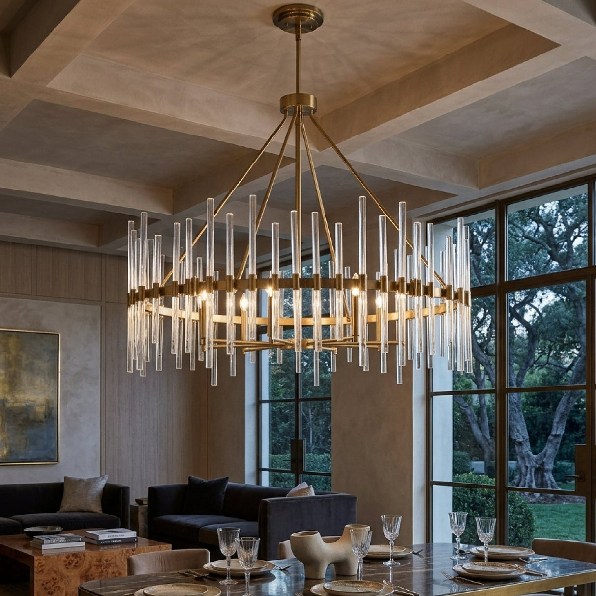 Modern European furniture - Glass Rods 8-Light Chandelier - www.oroa.com