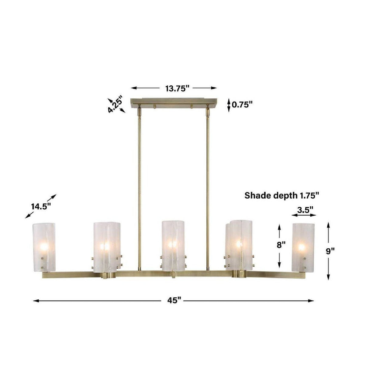 Seeded Glass 8-Light Linear Chandelier | Uttermost Mistie - www.oroa.com