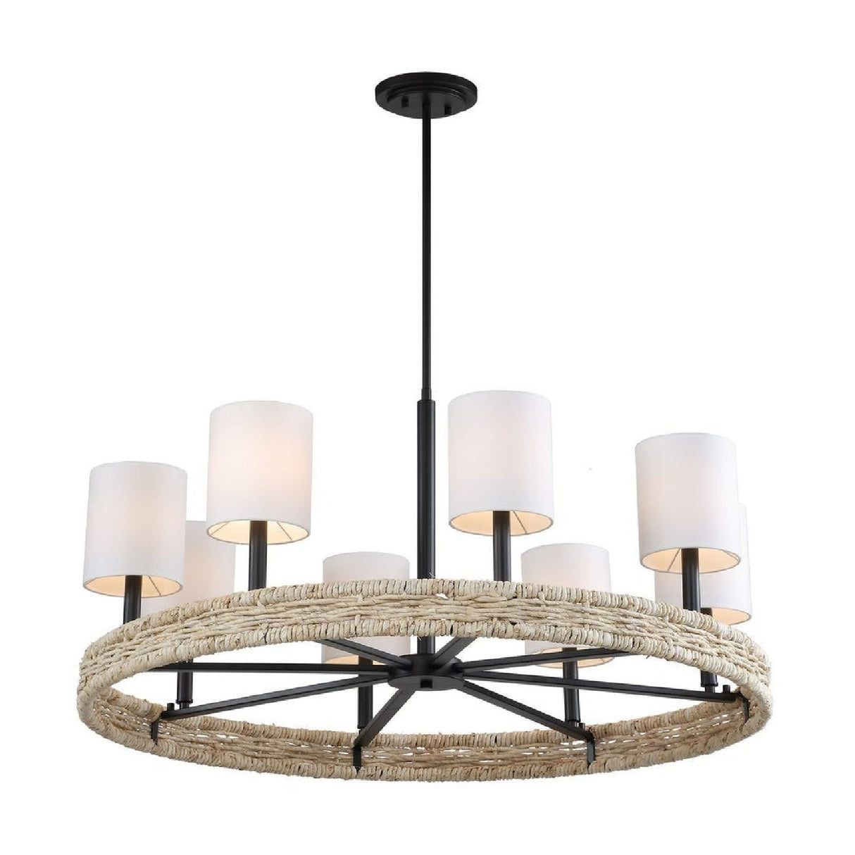 Modern European furniture - Woven Rattan Ring 8-Light Chandelier - www.oroa.com