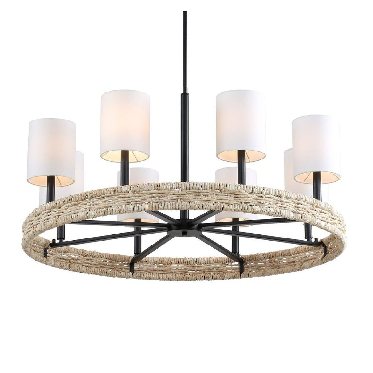 Modern European furniture - Woven Rattan Ring 8-Light Chandelier - www.oroa.com