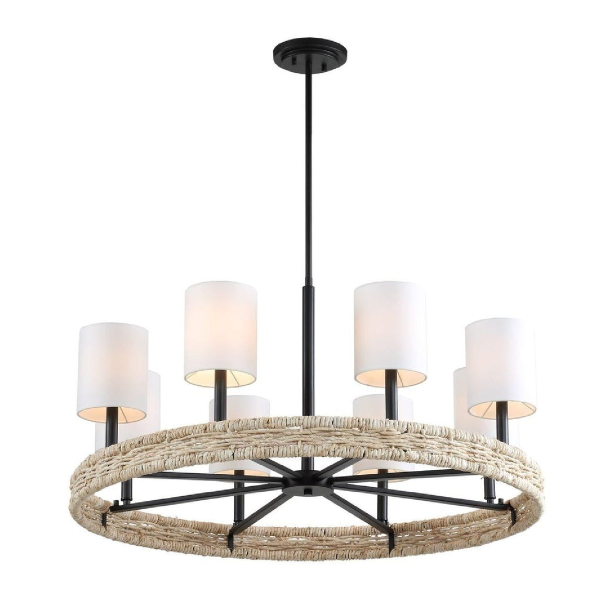 Modern European furniture - Woven Rattan Ring 8-Light Chandelier - www.oroa.com