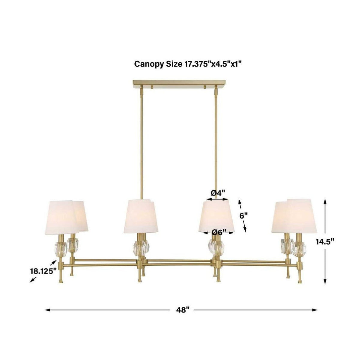 White Shades 8-Light Linear Chandelier | Uttermost Arques - www.oroa.com