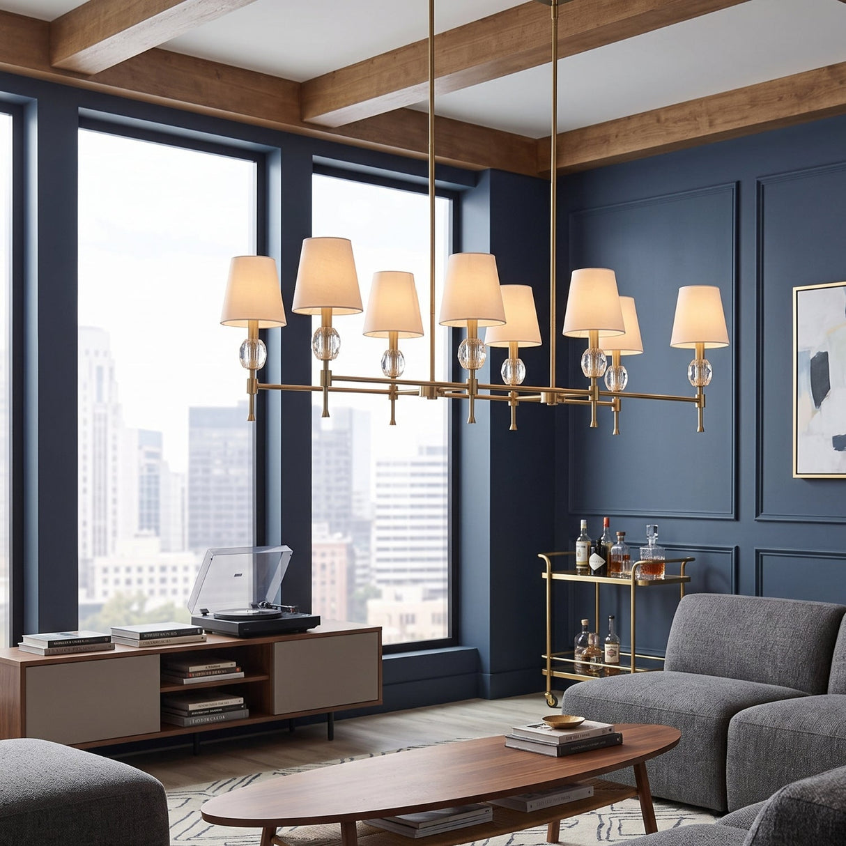 White Shades 8-Light Linear Chandelier | Uttermost Arques - www.oroa.com
