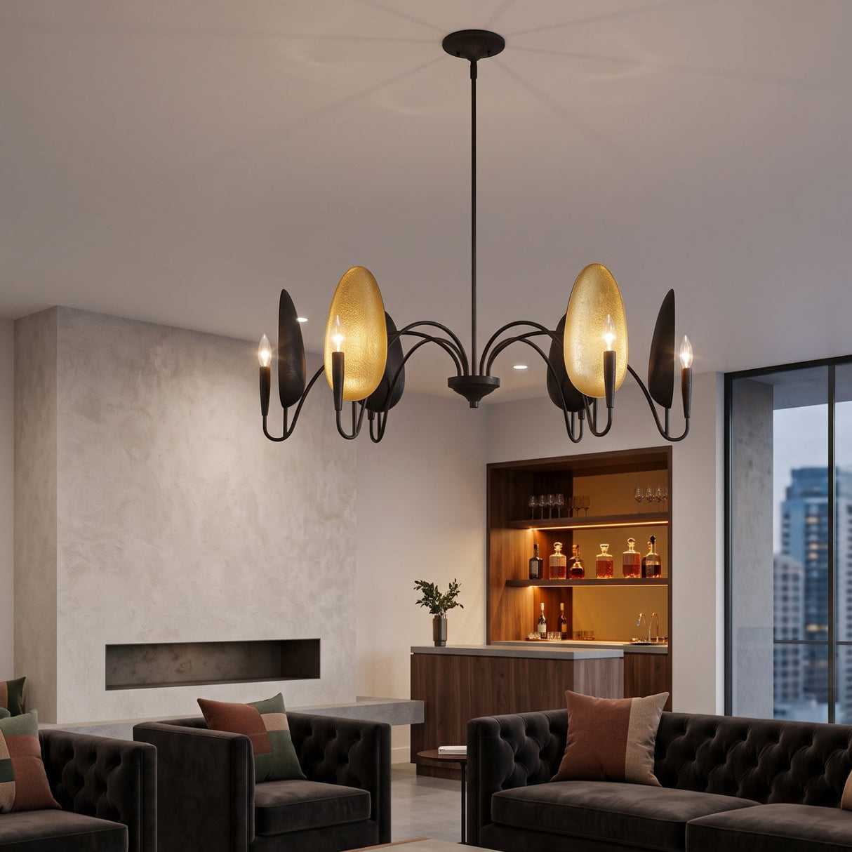 Oval Gold 6-Light Chandelier | Uttermost Warwick - www.oroa.com