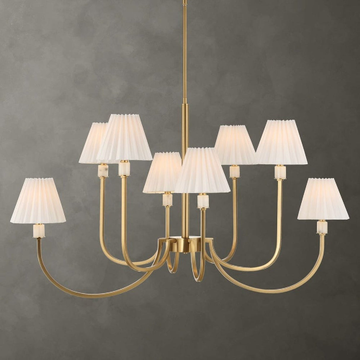 Pleated White Fabric 8-Light Chandelier – Poppins – alternate view 12