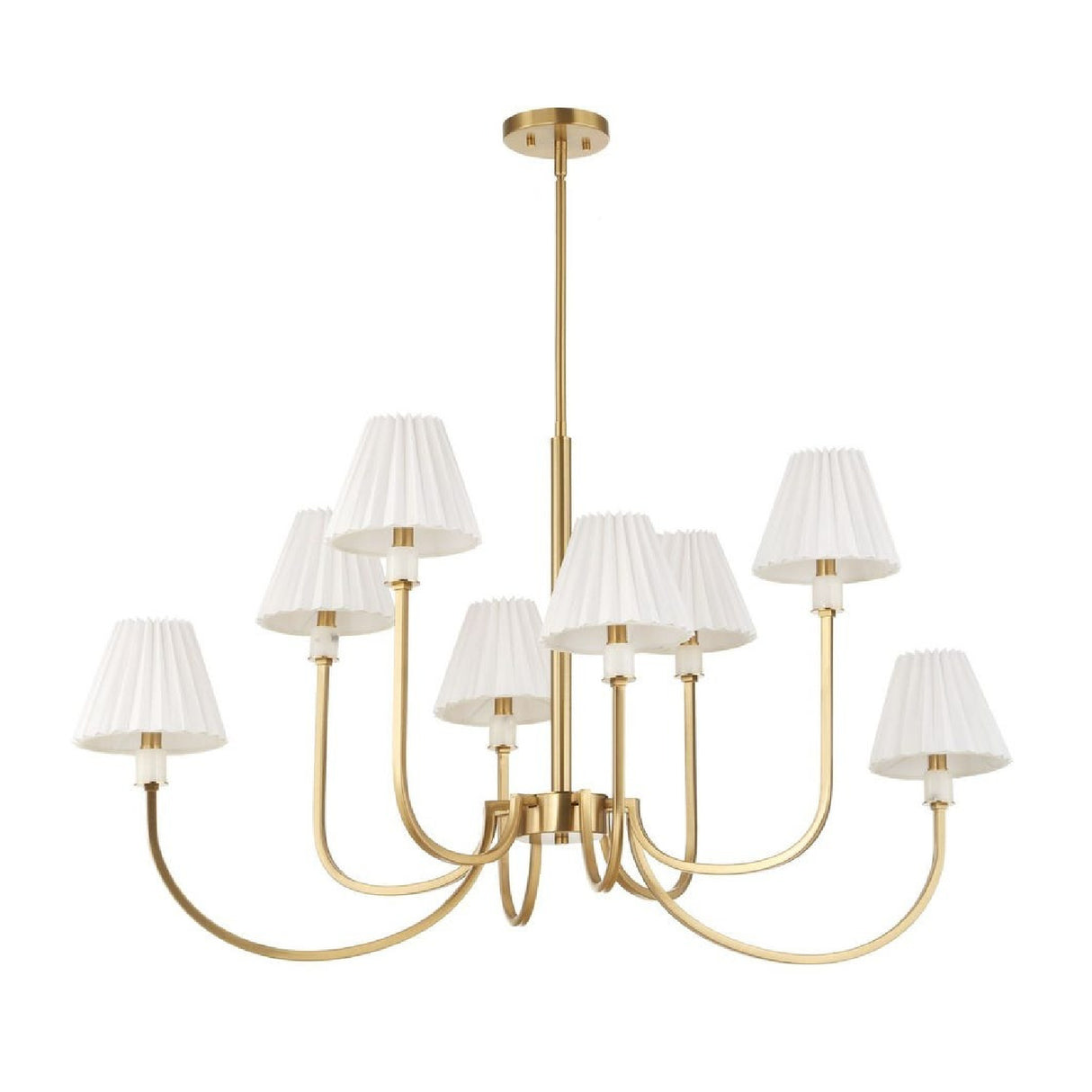Pleated White Fabric 8-Light Chandelier | Uttermost Poppins - www.oroa.com
