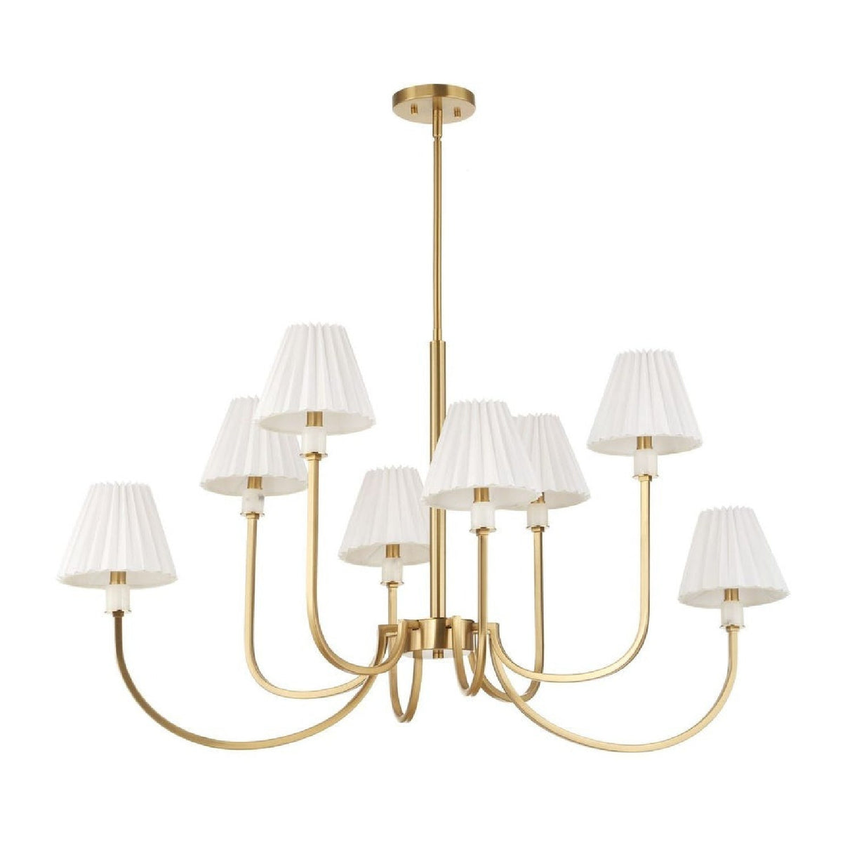 Pleated White Fabric 8-Light Chandelier | Uttermost Poppins - www.oroa.com