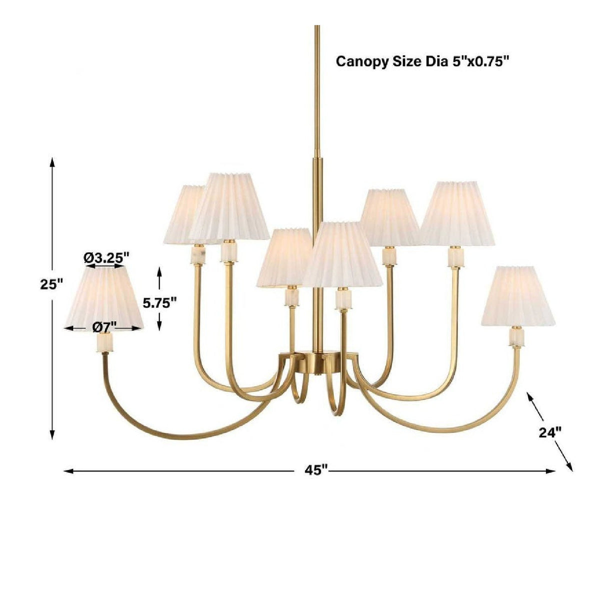 Pleated White Fabric 8-Light Chandelier | Uttermost Poppins - www.oroa.com