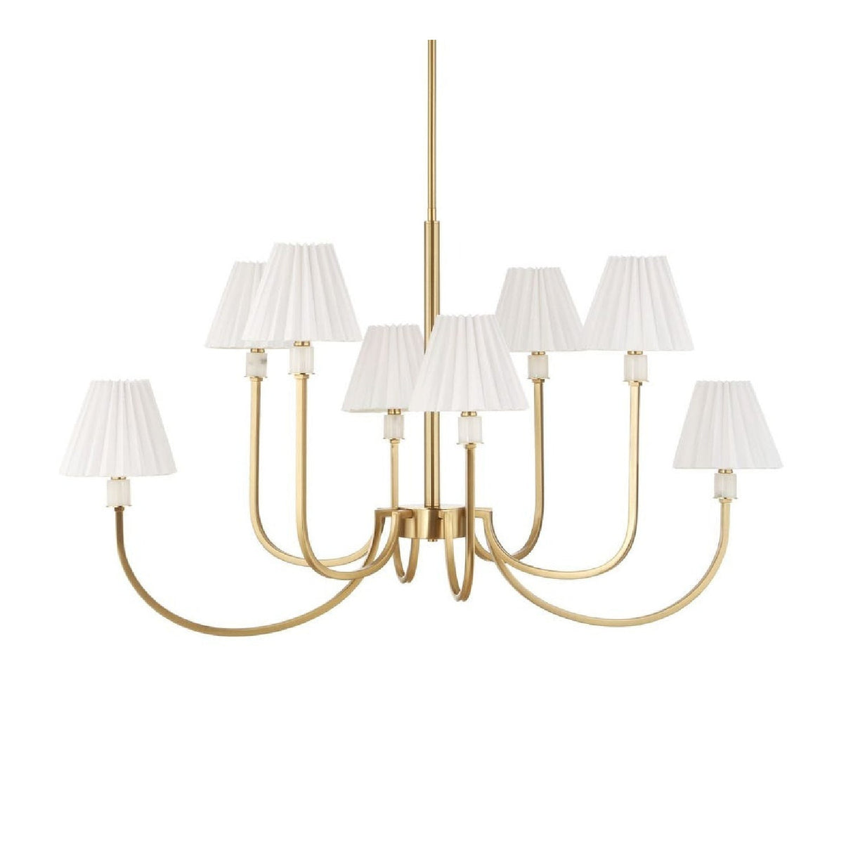 Pleated White Fabric 8-Light Chandelier | Uttermost Poppins - www.oroa.com