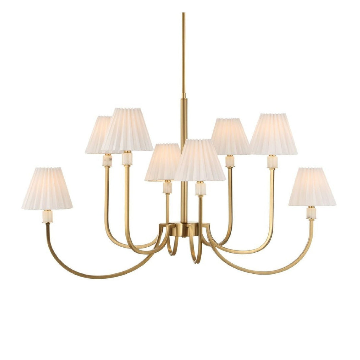 Pleated White Fabric 8-Light Chandelier | Uttermost Poppins - www.oroa.com
