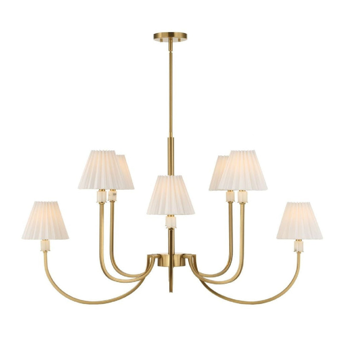Pleated White Fabric 8-Light Chandelier | Uttermost Poppins - www.oroa.com