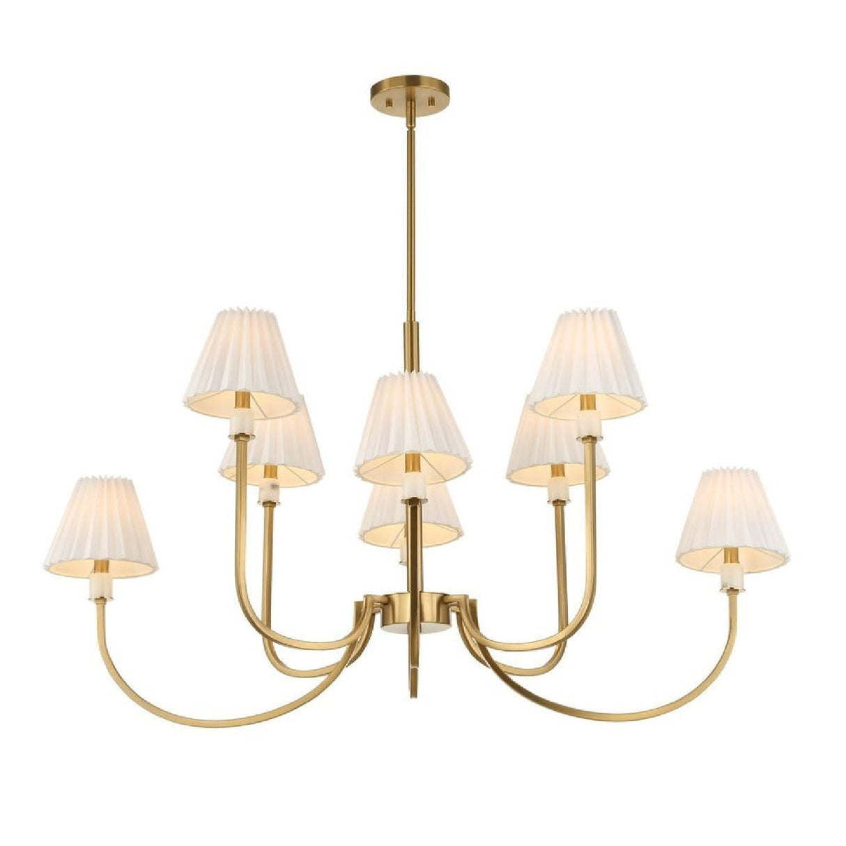 Pleated White Fabric 8-Light Chandelier | Uttermost Poppins - www.oroa.com