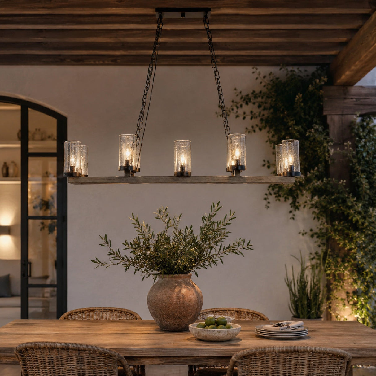 Modern European furniture - Seeded Glass 10-Light Indoor/Outdoor Chandelier - www.oroa.com