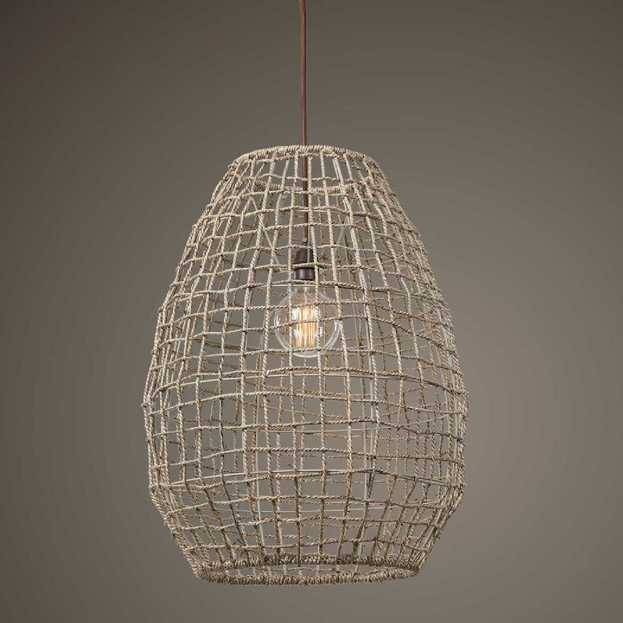 Woven Seagrass 1-Light Pendant Lamp | Uttermost Cross Weave