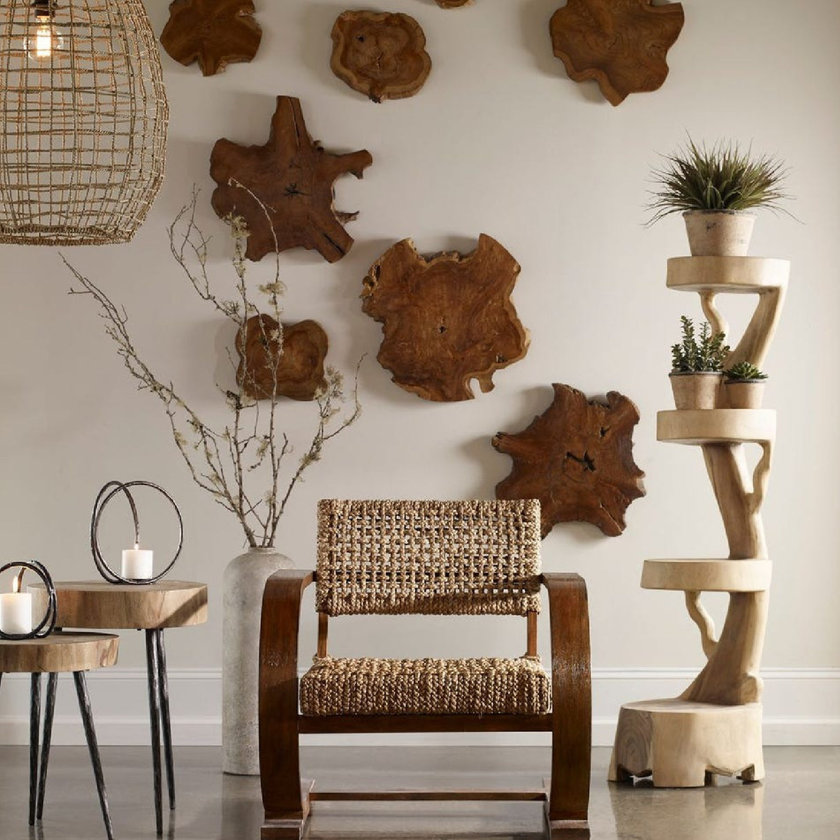 Woven Seagrass 1-Light Pendant Lamp | Uttermost Cross Weave
