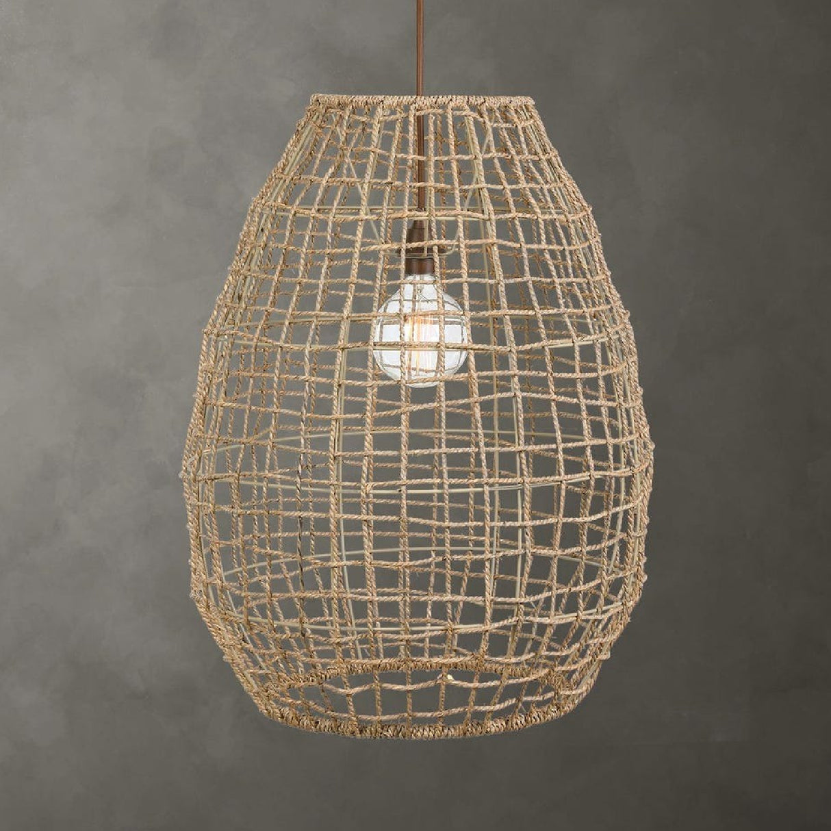 Woven Seagrass 1-Light Pendant Lamp | Uttermost Cross Weave
