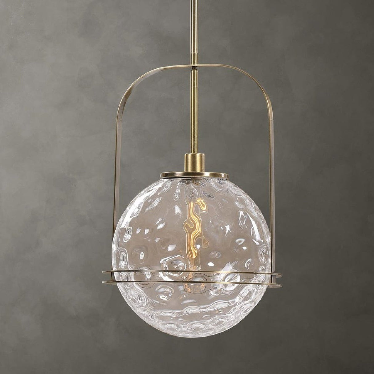 Spherical Watered Glass Pendant Lamp – Mimas – alternate view 6