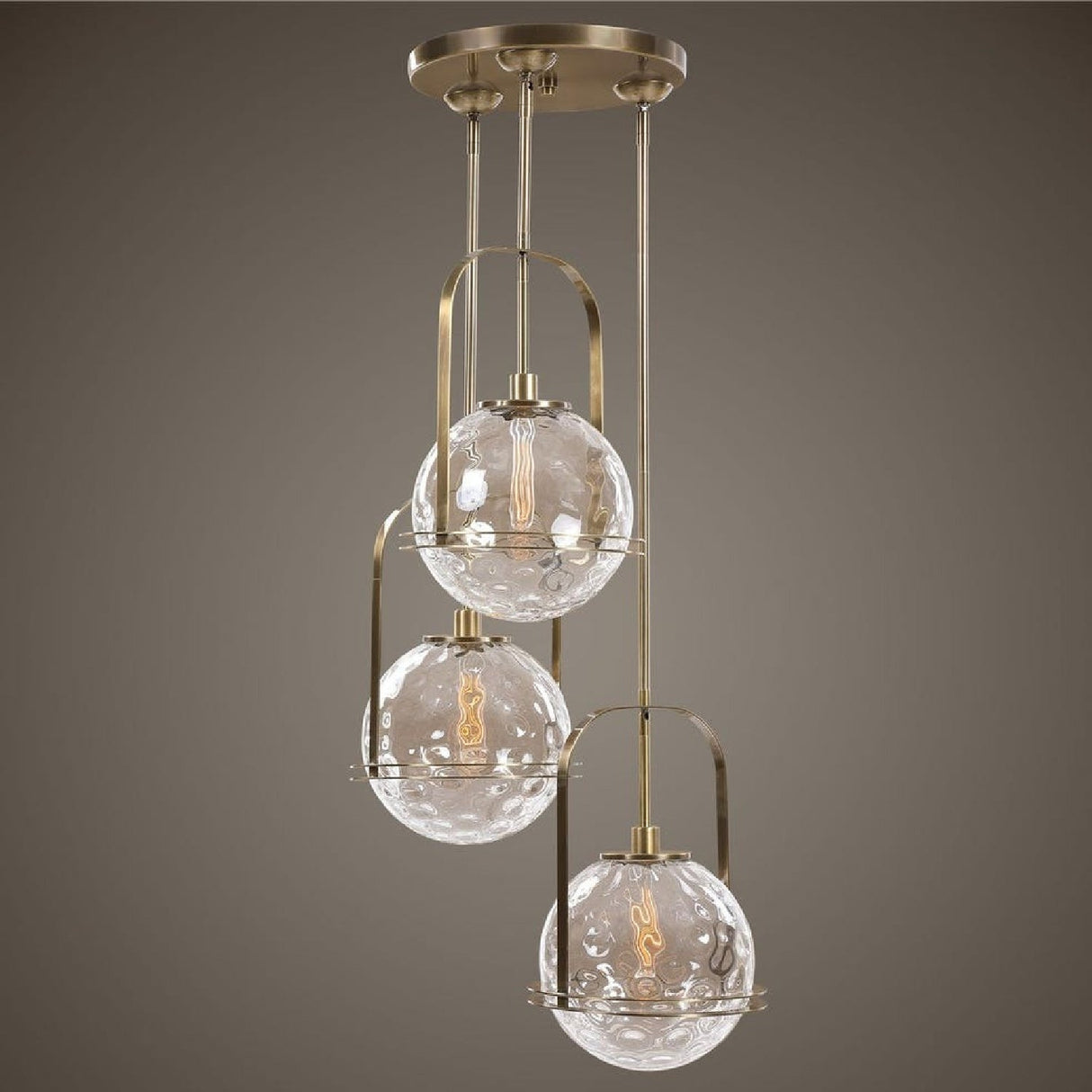 Spherical Watered Glass Pendant Lamp – Mimas – alternate view 9