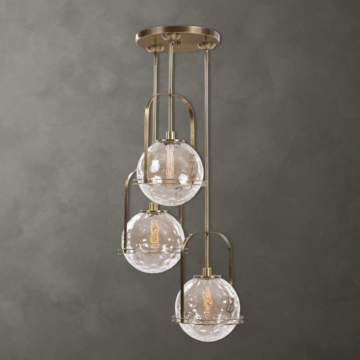 Spherical Watered Glass Pendant Lamp – Mimas – alternate view 14