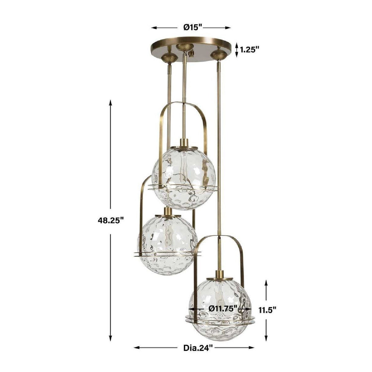 Spherical Watered Glass Pendant Lamp – Mimas – alternate view 11