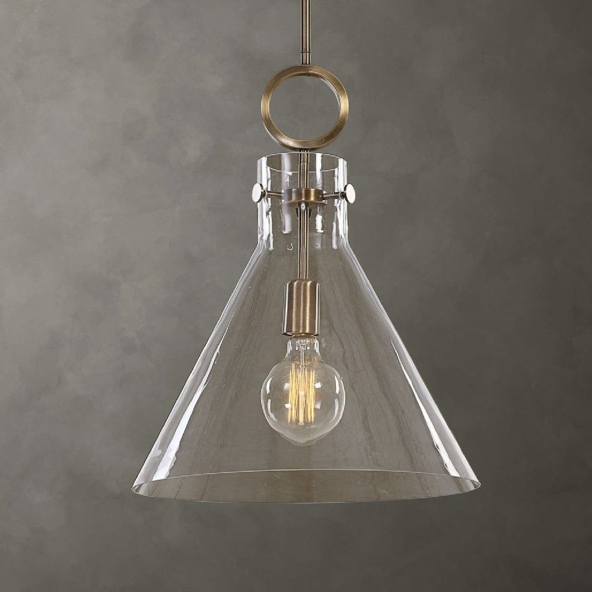 Modern European furniture - Clear Glass Conical Pendant Lamp - www.oroa.com