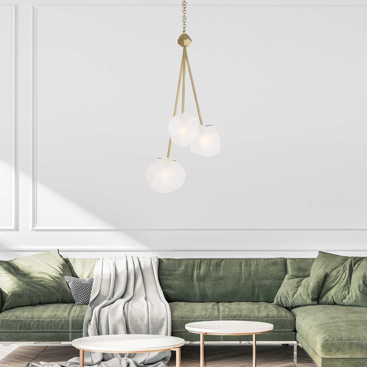 Modern European furniture - Geometrical Glass 3-Light Pendant Lamp - www.oroa.com