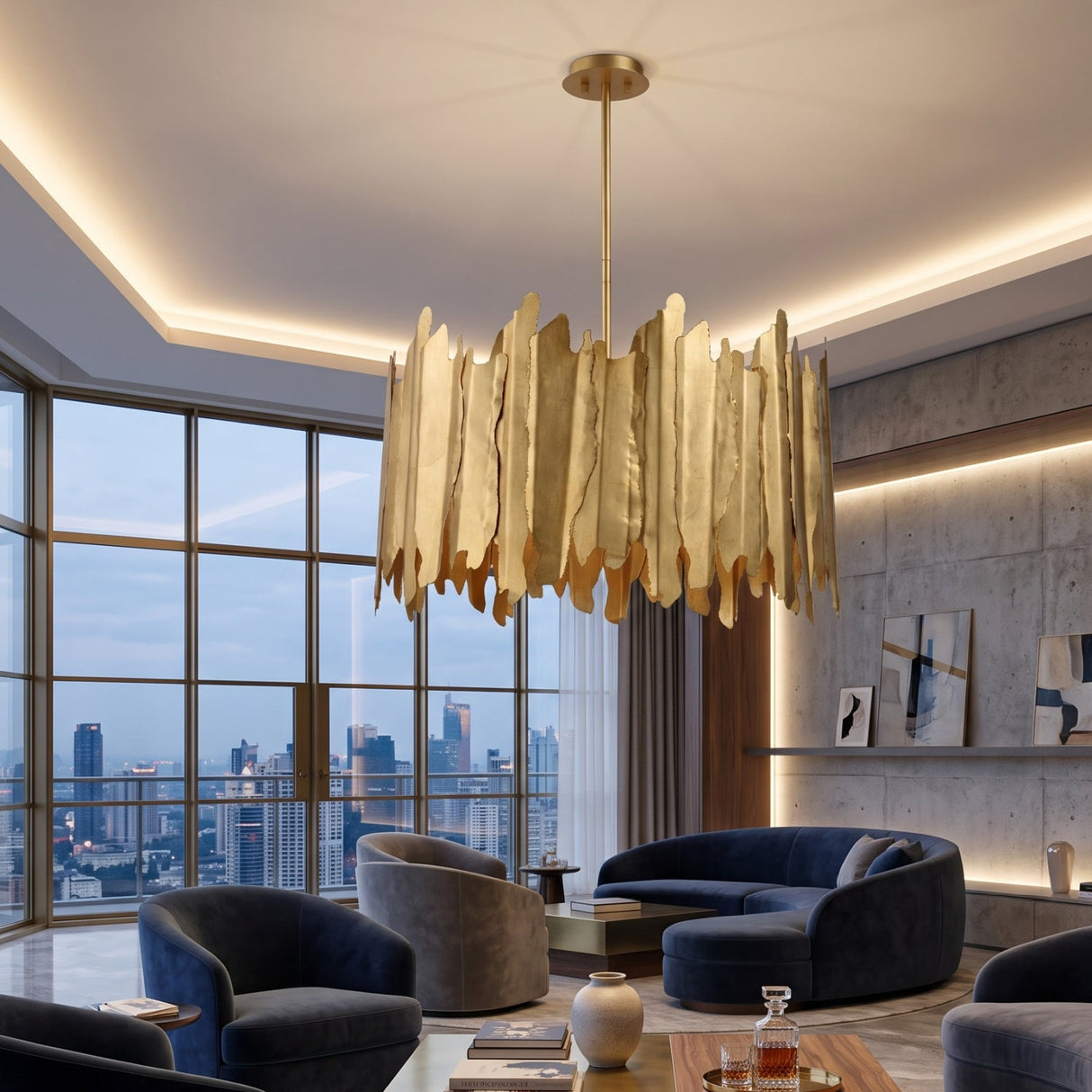 Gold Sheets 8-Light Pendant Lamp | Uttermost Golden Gate - www.oroa.com