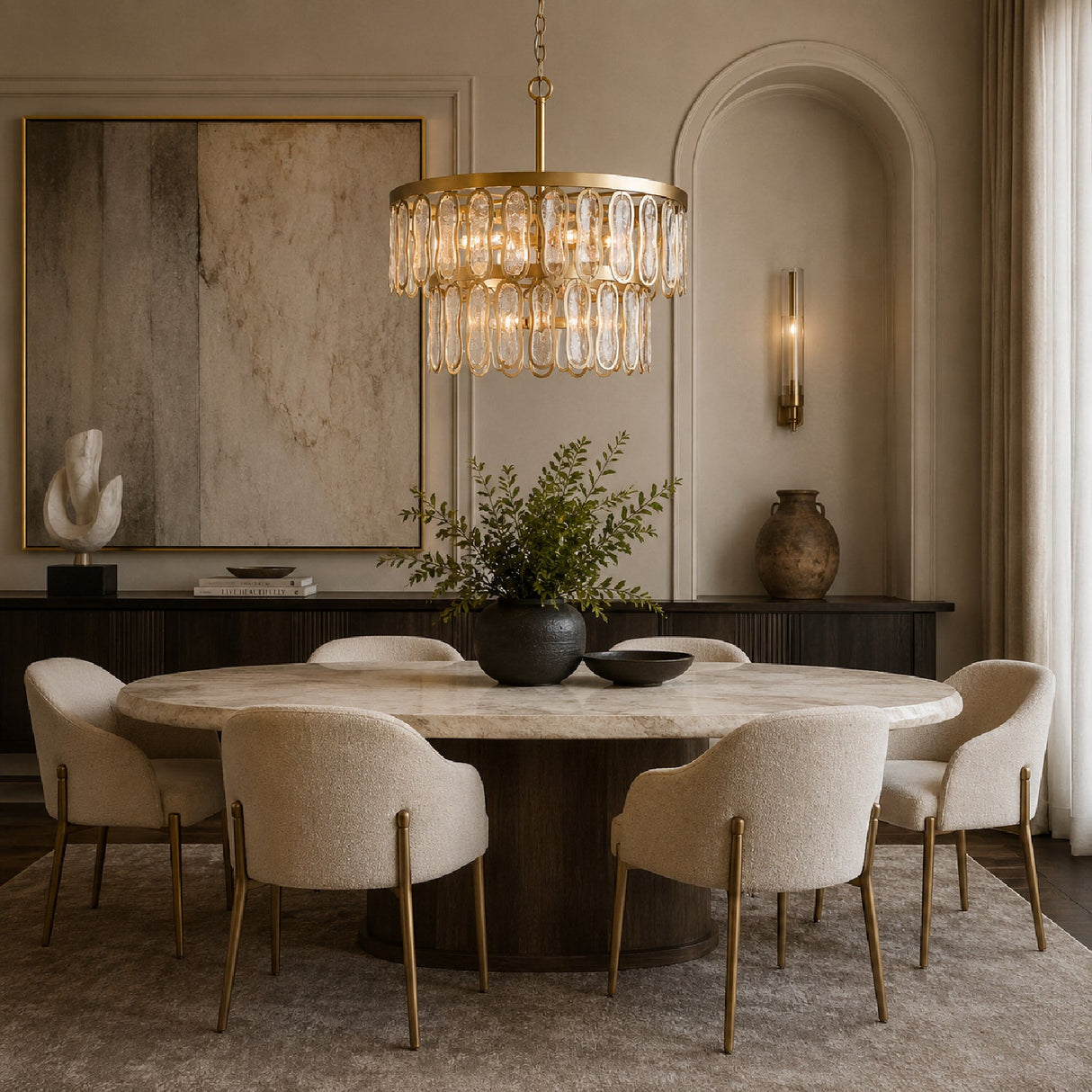 Modern European furniture - Tiered Seeded Glass 9-Light Chandelier - www.oroa.com
