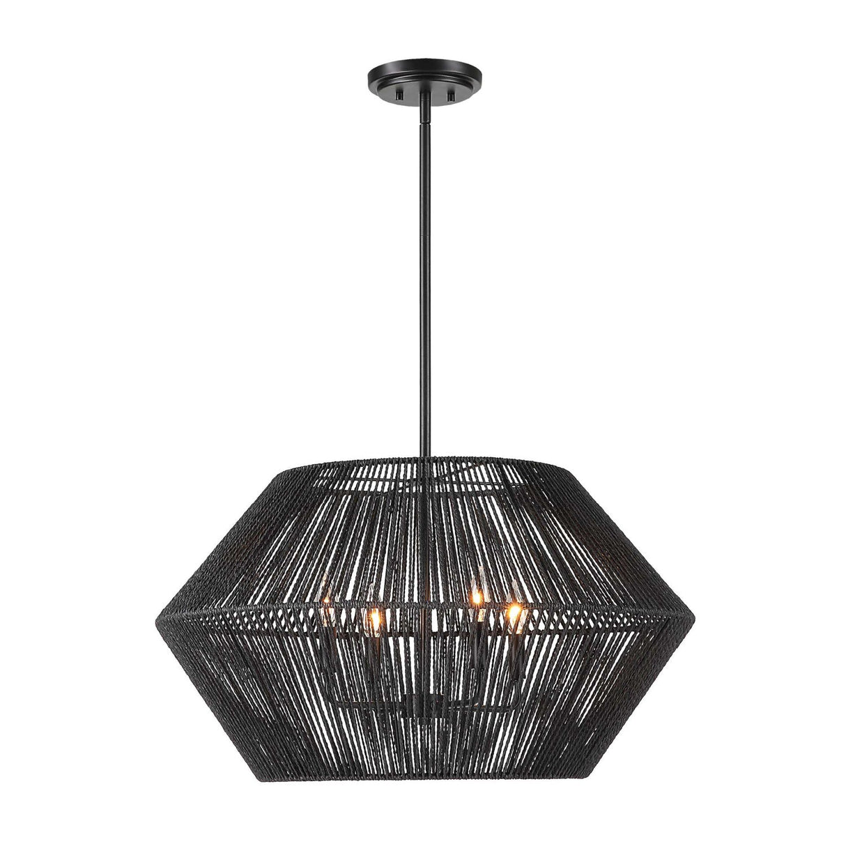 Modern European furniture - Black Rope 4-Light Pendant Lamp - www.oroa.com