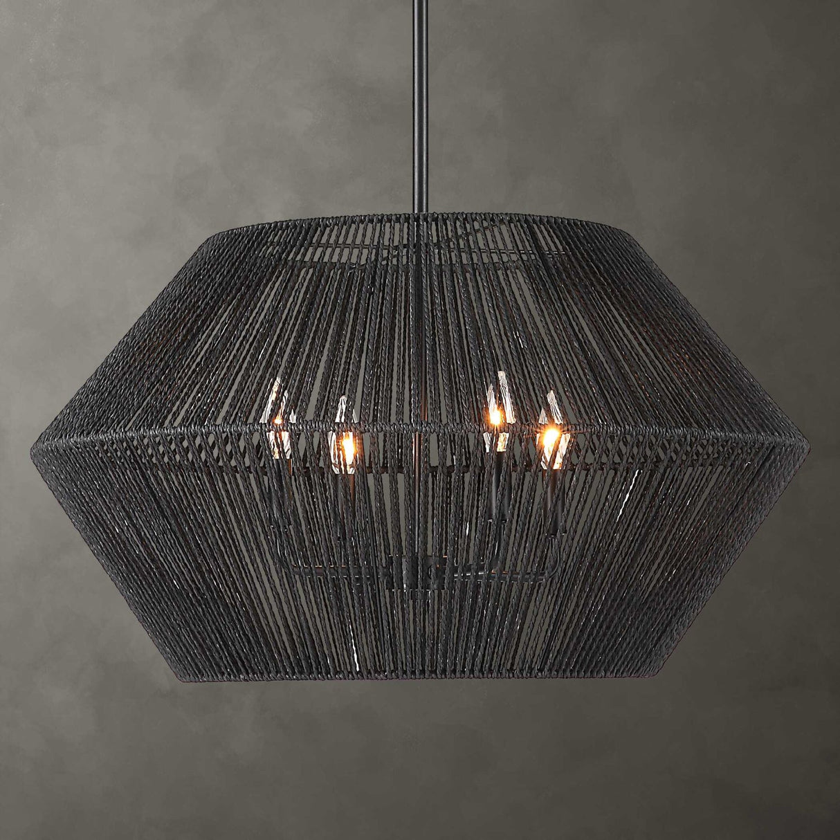 Modern European furniture - Black Rope 4-Light Pendant Lamp - www.oroa.com