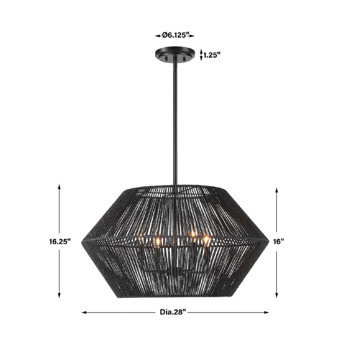 Modern European furniture - Black Rope 4-Light Pendant Lamp - www.oroa.com