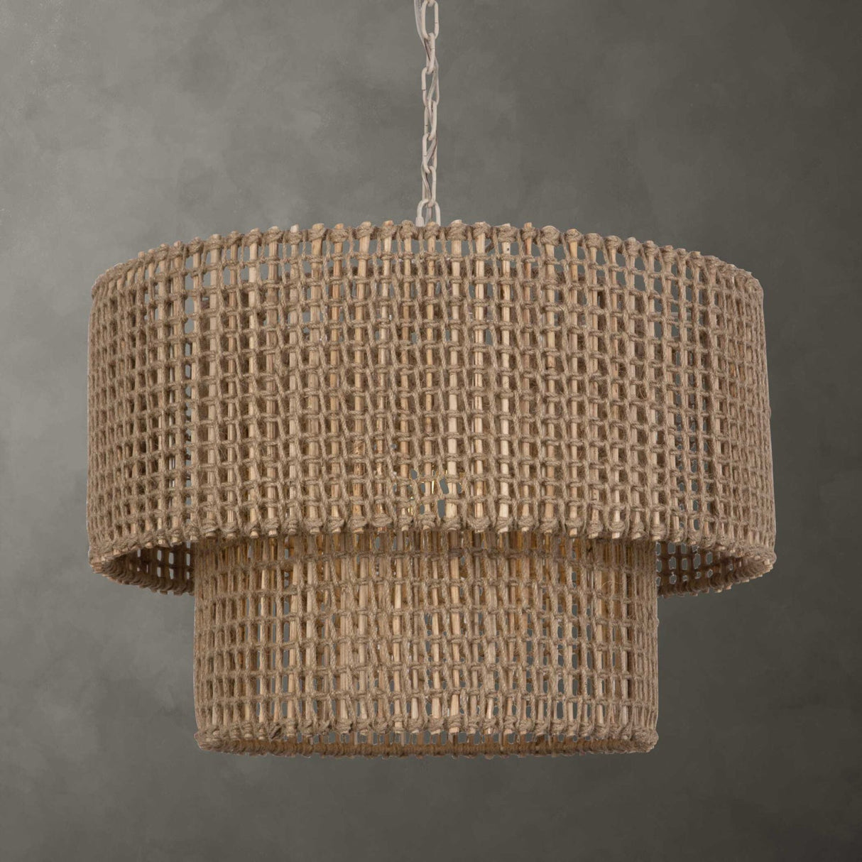 Modern European furniture - Two-Tier Woven Jute Pendant Lamp - www.oroa.com