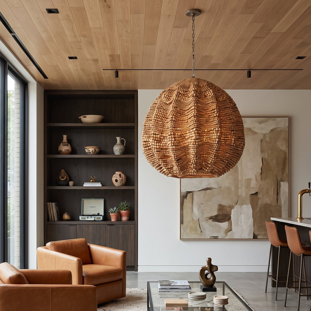 Natural Wooden Beads Pendant Lamp | Uttermost Kauri - www.oroa.com