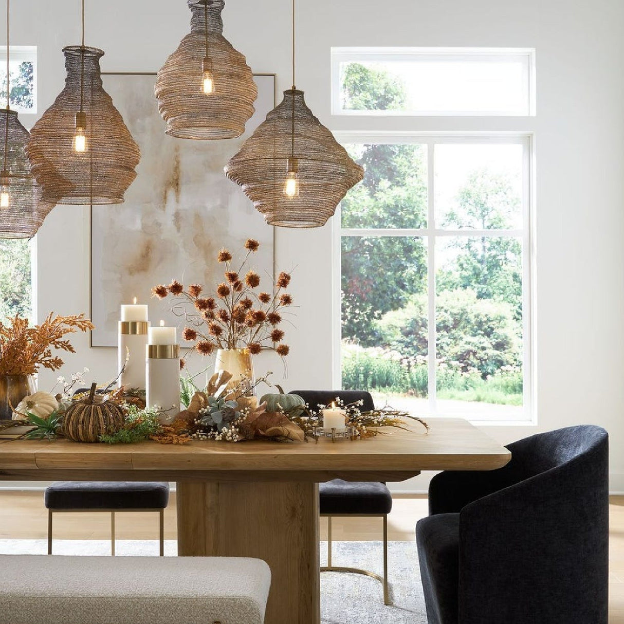 Woven Antique Brass Pendant Lamp | Uttermost Sigh - www.oroa.com