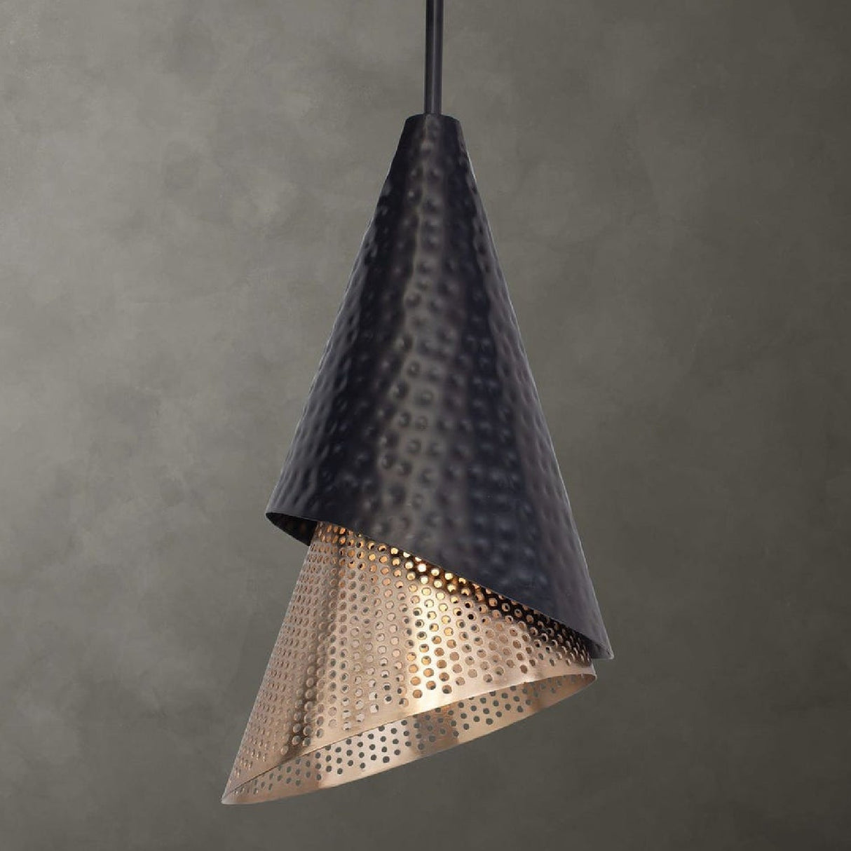 Modern European furniture - Black & Gold Conical Pendant Lamp - www.oroa.com
