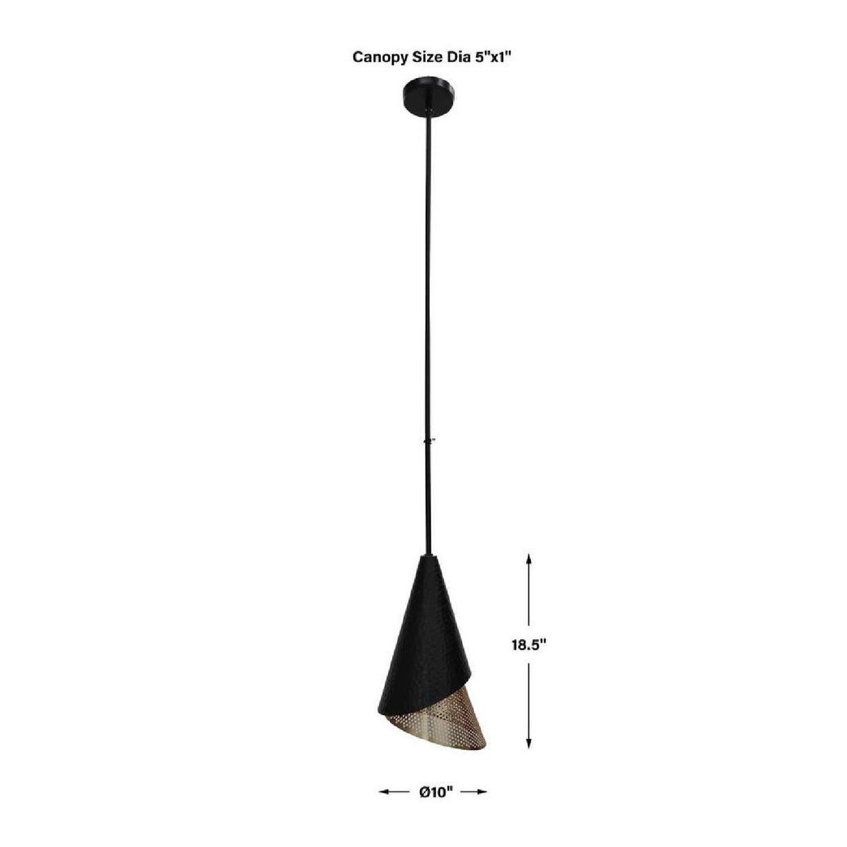 Modern European furniture - Black & Gold Conical Pendant Lamp - www.oroa.com