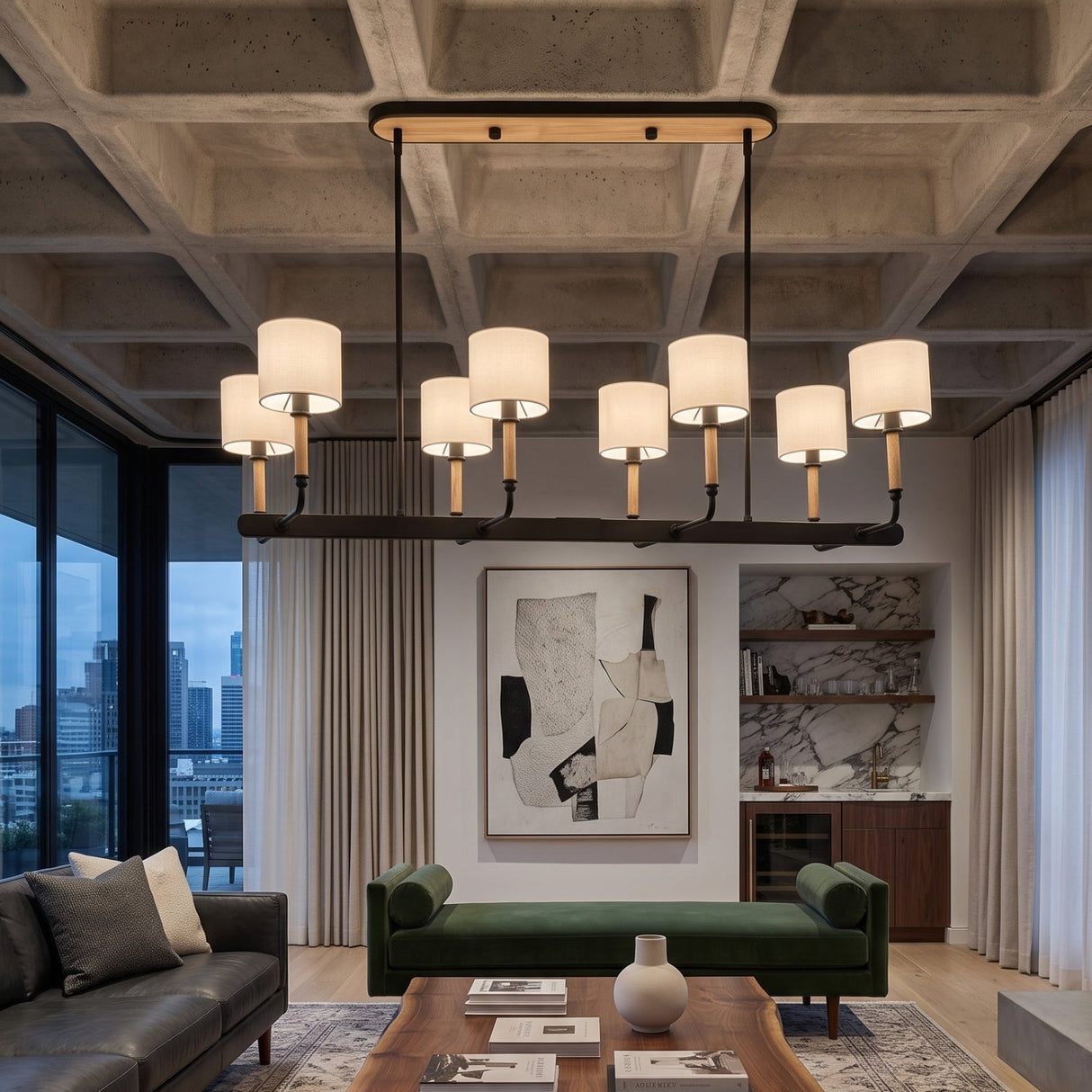Modern European furniture - White Linen 8-Light Chandelier - www.oroa.com